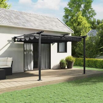 Wandgemonteerde Pergola Antraciet 3 x 3 m Staal 1