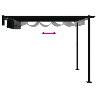 Wandgemonteerde Pergola Antraciet 3 x 3 m Staal 8