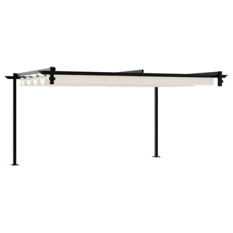 Wandgemonteerde Pergola Cr&egrave;me 3 x 4 m Staal 5