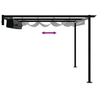 Wandgemonteerde Pergola Antraciet 3 x 4 m Staal 8