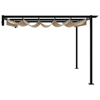 Wandgemonteerde Pergola Taupe 3 x 4 m Staal 4