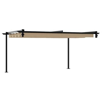 Wandgemonteerde Pergola Taupe 3 x 4 m Staal 5