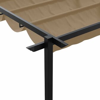 Wandgemonteerde Pergola Taupe 3 x 4 m Staal 7