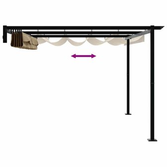 Wandgemonteerde Pergola Taupe 3 x 4 m Staal 8