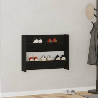 Wand Schoenenkasten Zwart eiken 60 x 18 x 60 cm Bewerkt hout 1