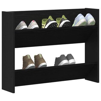 Wand Schoenenkasten Zwart eiken 60 x 18 x 60 cm Bewerkt hout 2