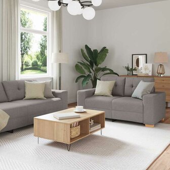 2-delige bankenset met kussens in taupe stof 1
