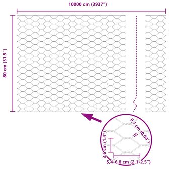 Hexagon Tuinscherm Grijs 0.8x100 m Staal 7