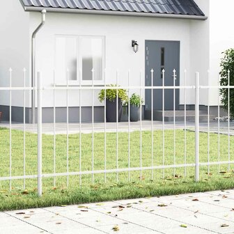 Tuinhek met punten 1,7x1 m staal wit 1