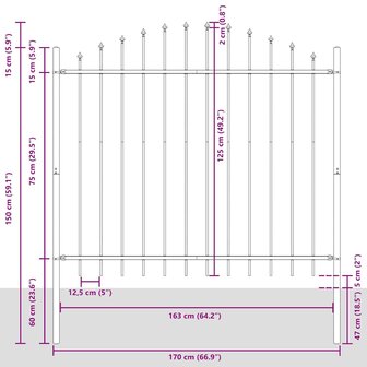 Tuinhek met boog 1,7x1,25 m staal wit 5