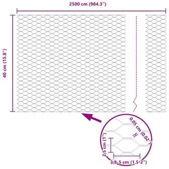 Hexagon Tuinhek 0,4x2,5 m Gegalvaniseerd Staal 7
