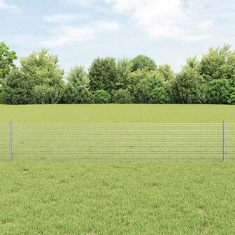 Gelaste Draadhek met 5 U-Posts Zilver 0,4x10 m Staal 1