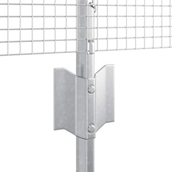 Gelaste Draadhek met 5 U-Posts Zilver 0,4x10 m Staal 5