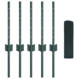 Gelast Draadhek met 5 U-Posten Groen 0.4x10 m Staal 3