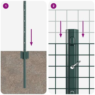 Gelast Draadhek met 5 U-Posten Groen 0.4x10 m Staal 8