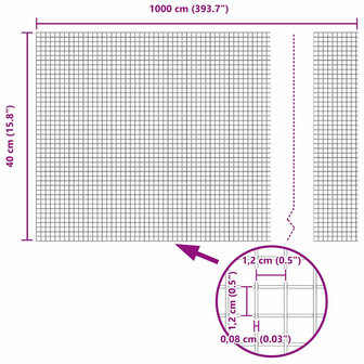 Gelast Draadhek met 5 U Posts Grijs 0.4 x 10 m Staal 8