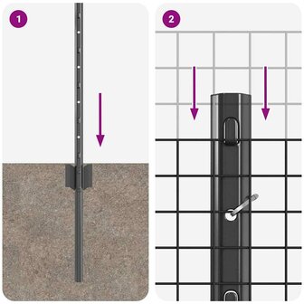 Gegastoneerd Draadhek met 5 U-Posts Grijs 0.4x10 m Staal 6