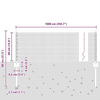 Gegastoneerd Draadhek met 5 U-Posts Grijs 0.4x10 m Staal 7