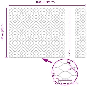 Hexagonale Schutting 1,2 x 10 m Gegalvaniseerd Staal 7