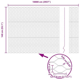 Hexagon Schutting 1,4 x 100 m Gegalvaniseerd Staal 7