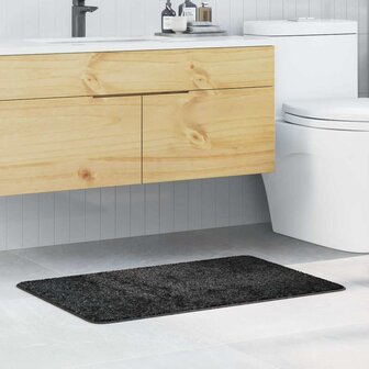 Badmat rechthoekig anti-slip 60x90 cm polypropeen donkergrijs 1