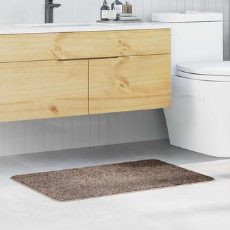 Badmat rechthoekig anti-slip 60x90 cm polypropeen bruin 1