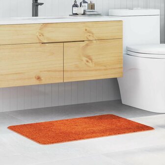 Badmat rechthoekig anti-slip 60x90 cm polypropeen oranje 1