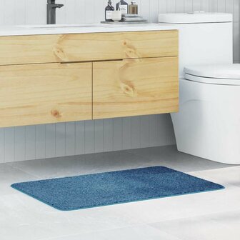 Badmat rechthoekig anti-slip 60x90 cm polypropeen blauw 1