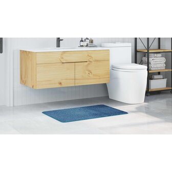 Badmat rechthoekig anti-slip 60x90 cm polypropeen blauw 3
