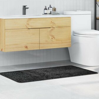 Badmat rechthoekig anti-slip 70x120 cm polypropeen donkergrijs 1