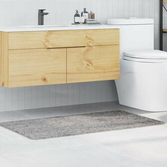 Badmat rechthoekig anti-slip 70x120 cm polypropeen grijs 1
