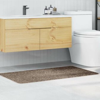 Badmat rechthoekig anti-slip 70x120 cm polypropeen bruin 1