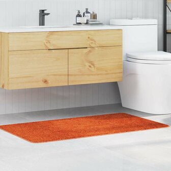 Badmat rechthoekig anti-slip 70x120 cm polypropeen oranje 1