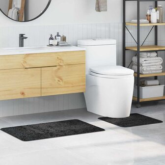 2-delige Badmattenset anti-slip polypropeen donkergrijs 1