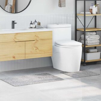 2-delige Badmattenset anti-slip polypropeen grijs 1