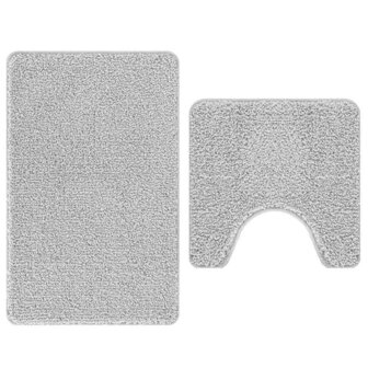 2-delige Badmattenset anti-slip polypropeen grijs 5