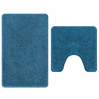 2-delige Badmattenset anti-slip polypropeen blauw 5