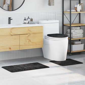 3-delige Badmattenset anti-slip polypropeen donkergrijs 1