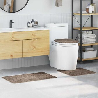 3-delige Badmattenset anti-slip polypropeen bruin 1