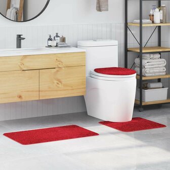 3-delige Badmattenset anti-slip polypropeen rood 1