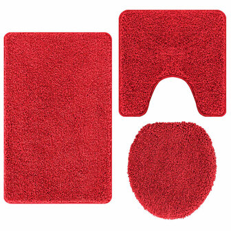 3-delige Badmattenset anti-slip polypropeen rood 6