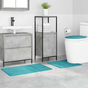 3-delige Badmattenset anti-slip polypropeen turquoise 2