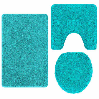 3-delige Badmattenset anti-slip polypropeen turquoise 6
