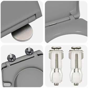 Toiletbril soft-close met quick-release Duroplast grijs 8