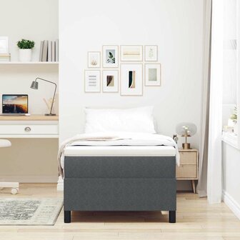 Boxspring Bed Donkergrijs 100x200 cm Corduroy Stof 4