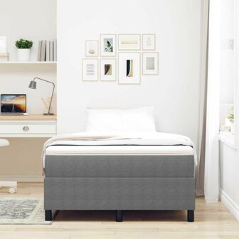 Boxspringbed Lichtgrijs Klein Tweepersoons Corduroy Stof 4