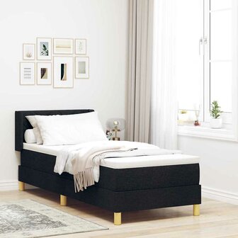 Boxspring bed Zwart en Wit en Zwart 80 x 200 cm Stof 1
