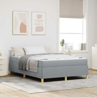 Boxspring bed Lichtgrijs en Wit en Lichtgrijs 160 x 200 cm Stof 1