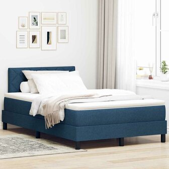 Boxspring Bed met Matras Blauw 120x200 cm Stof 1