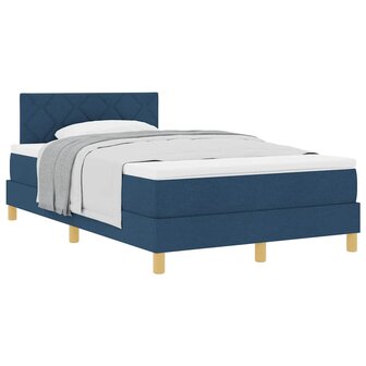 Boxspring Bed met Matras Blauw 120x200 cm Stof 2